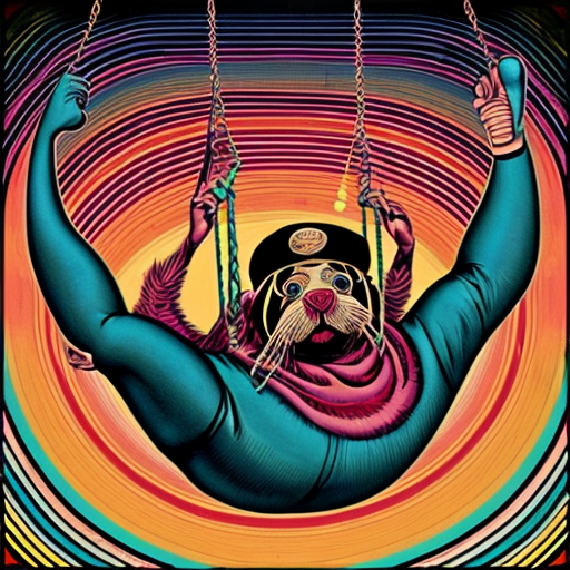 A funky walrus 1920s swing inspired surrealism psychedelic pop art