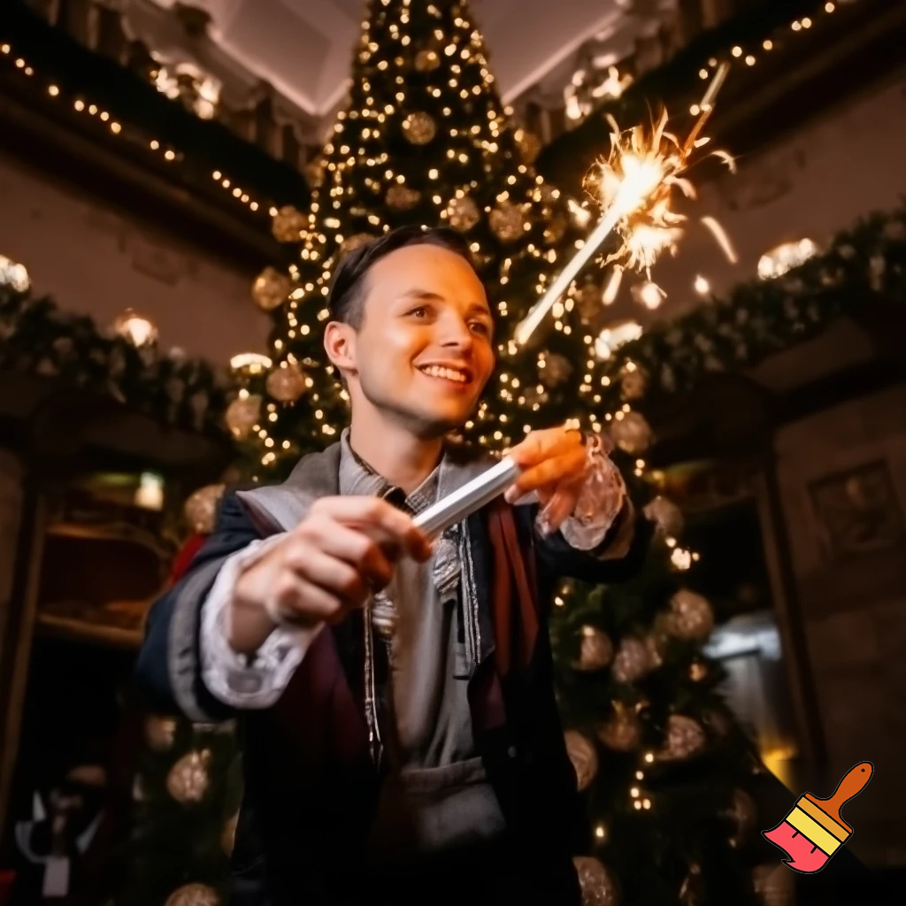 Magic magic Christmas magician an adult kid an adult kid wand magic wand