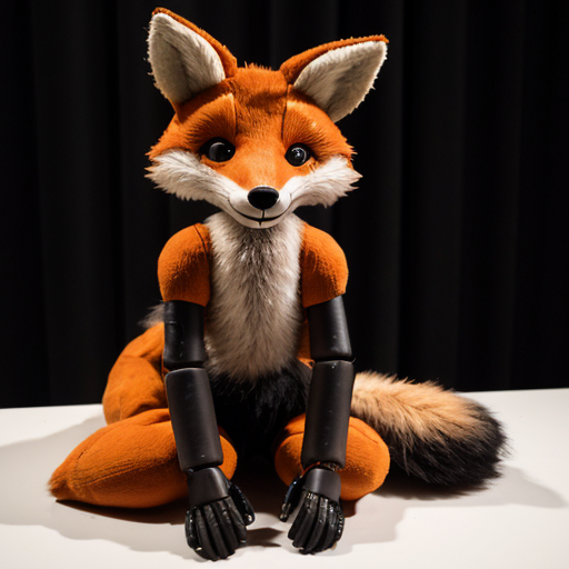 Un zorro animatronico con pelo a dos patas
