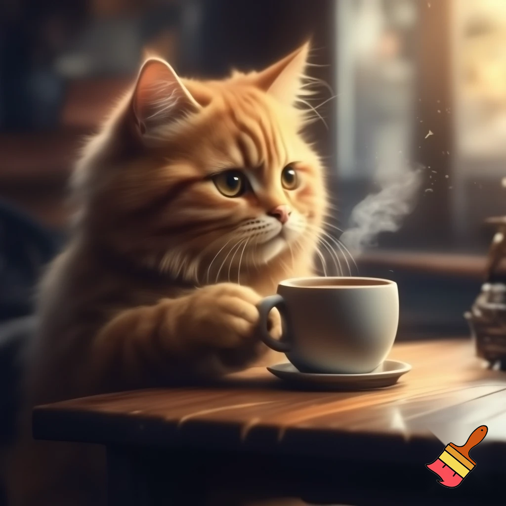 cat drink coffee