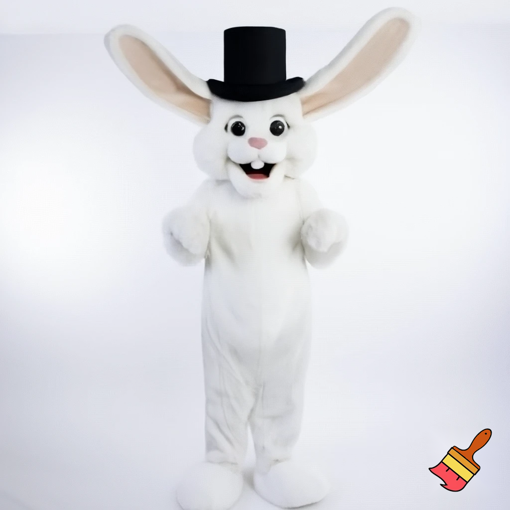Easter bunny mascot costume top hat mascot costume white