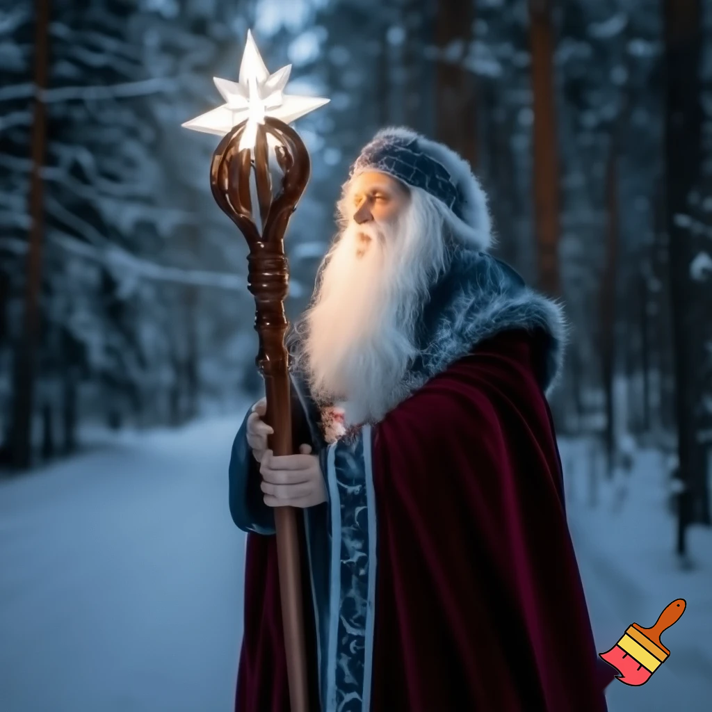 Russian Santa Claus walking stick with a star Santa Claus the real Santa Claus