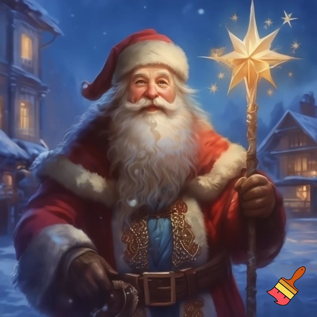 Santa Claus Russian with a star walking stick
