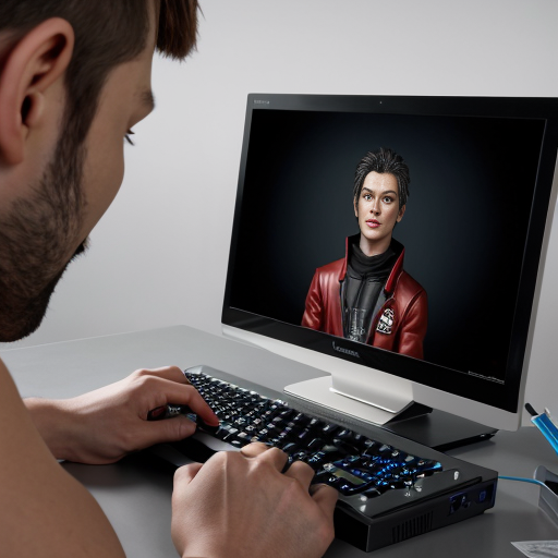 erstelle ein bild wo ein Computer zu sehen ist das soll Ki darstellen und es soll eine Falsche Information anzeigen

