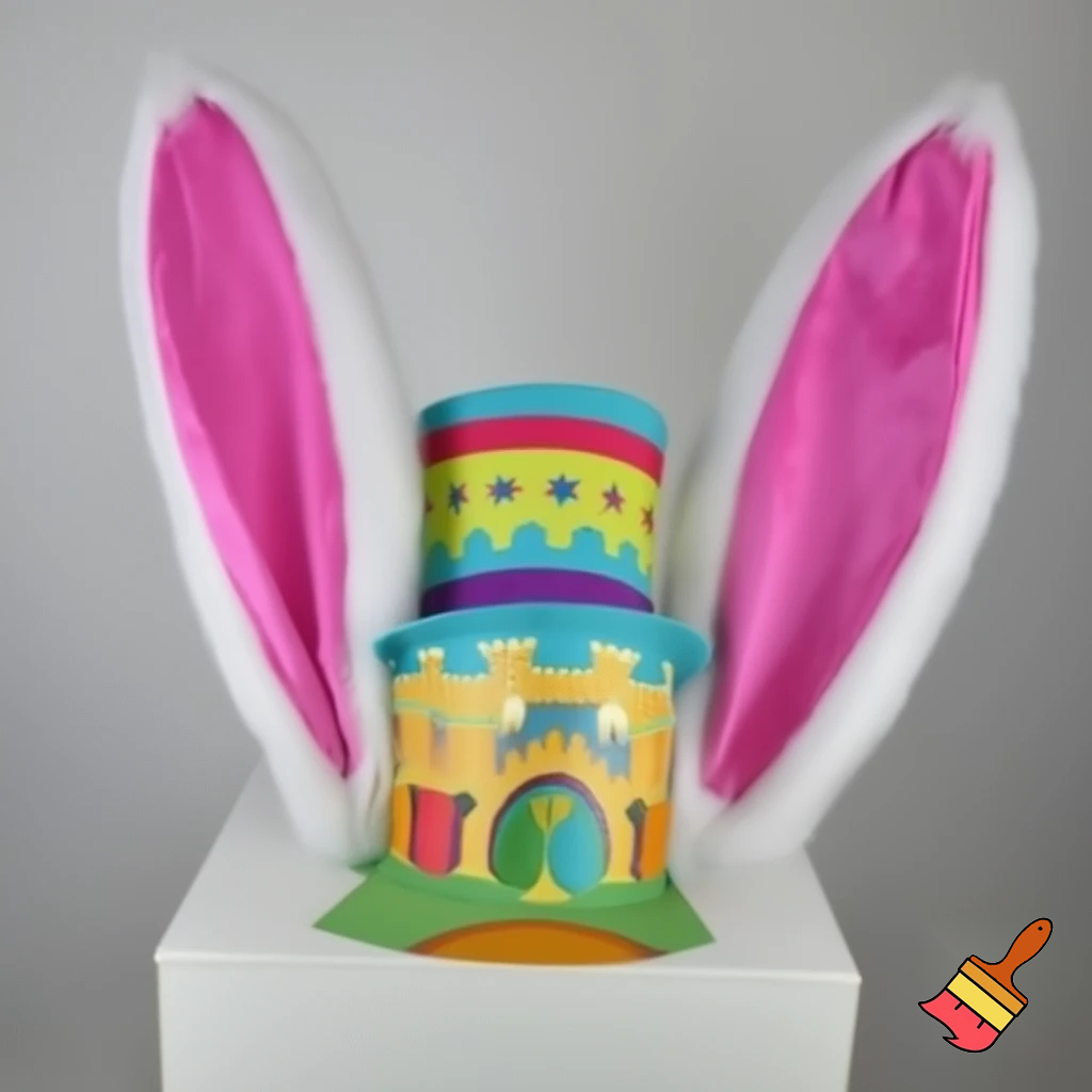 Easter bunny castle mascot top hat costume Easter bunny ears bunny head hat top hat