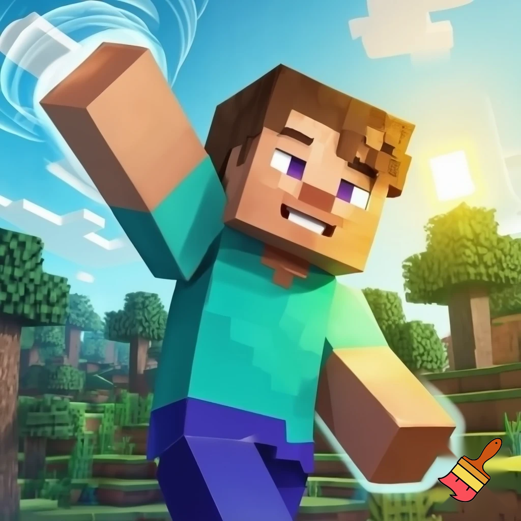 Erstelle ein bild wo der minecraftskin von jontehag winkt