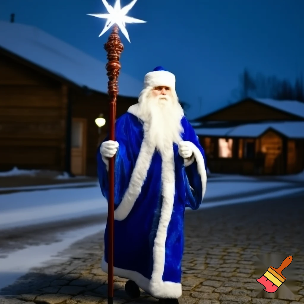 Russian Santa Claus magic one staff walking stick with a star real Santa Claus, Santa Claus the real person