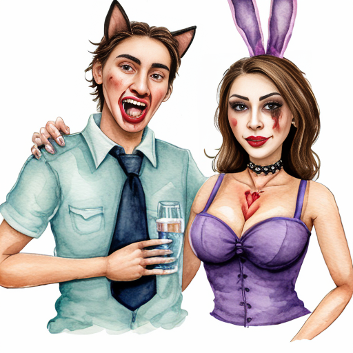 Show me what would happen if a boyfriend and girlfriend "Friday night funkin" were captured by female animatronics fnaf 2 , who then decided to make the boyfriend a girl (change his gender and appearance) and put the girl (boyfriend gender) in a cute sexy bunny animatronic costume, and the wife girlfriend in a female animatronic cat costume. Both died in agony. ( Blood ) How would the spirit of the girl (boyfriend gender) and his wife (girlfriend) react afterward?