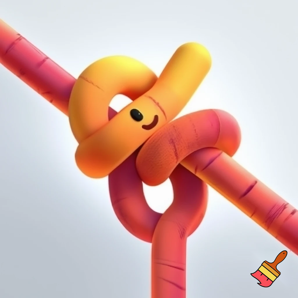 icon of climbing figure 8 knot in cartoon style