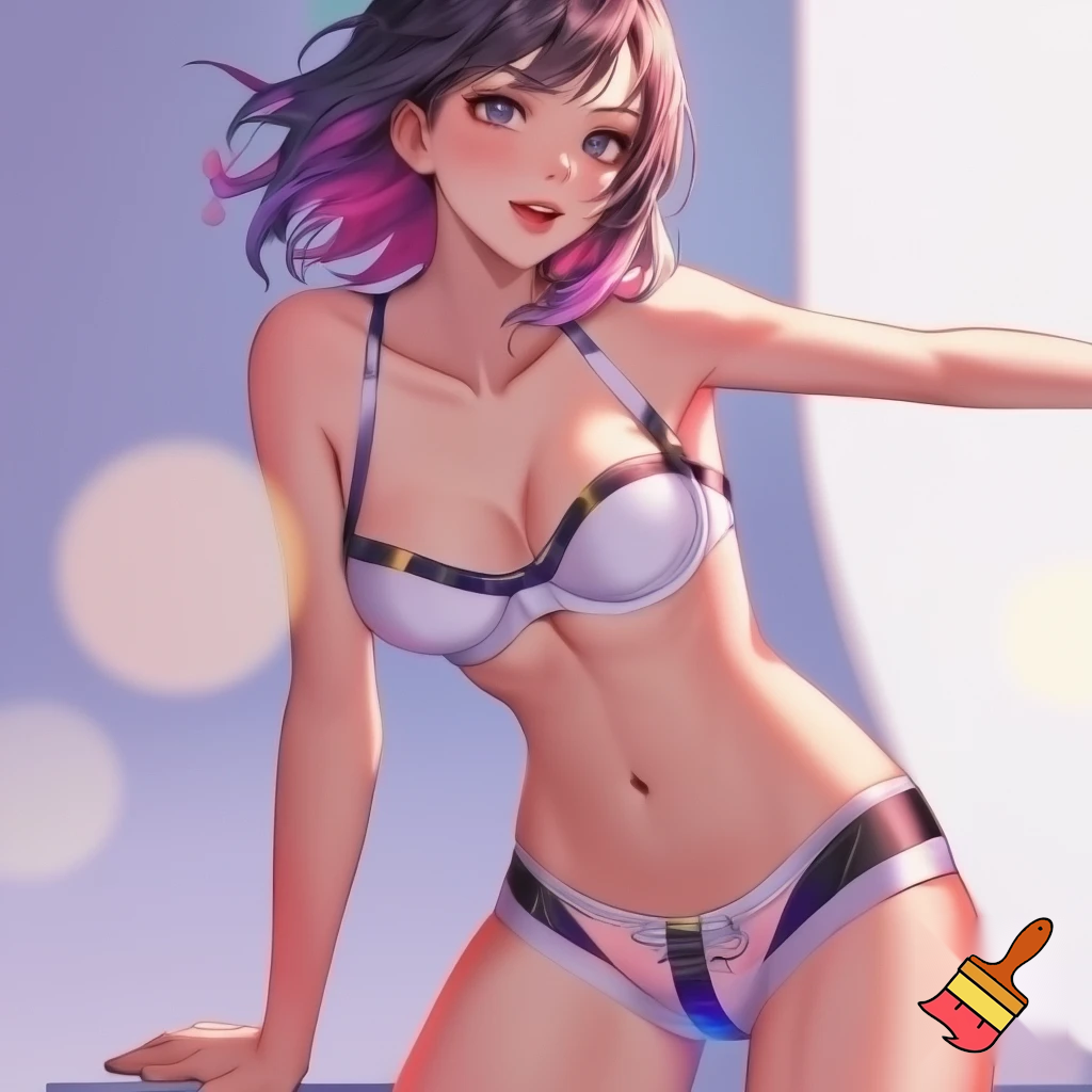 Anime girl 20 years old so cool and cute with cool underwear clothes