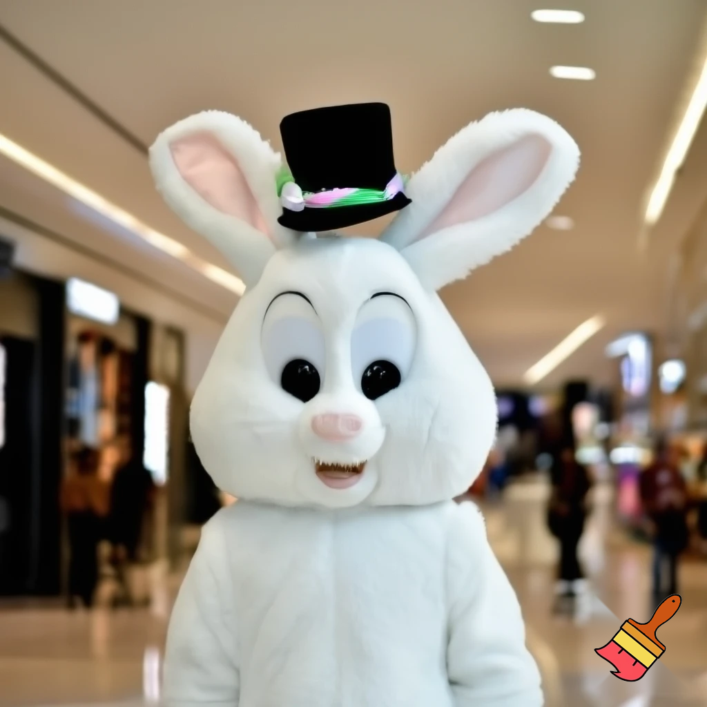  Easter bunny mascot costume magic top hat shopping centre Easter next year