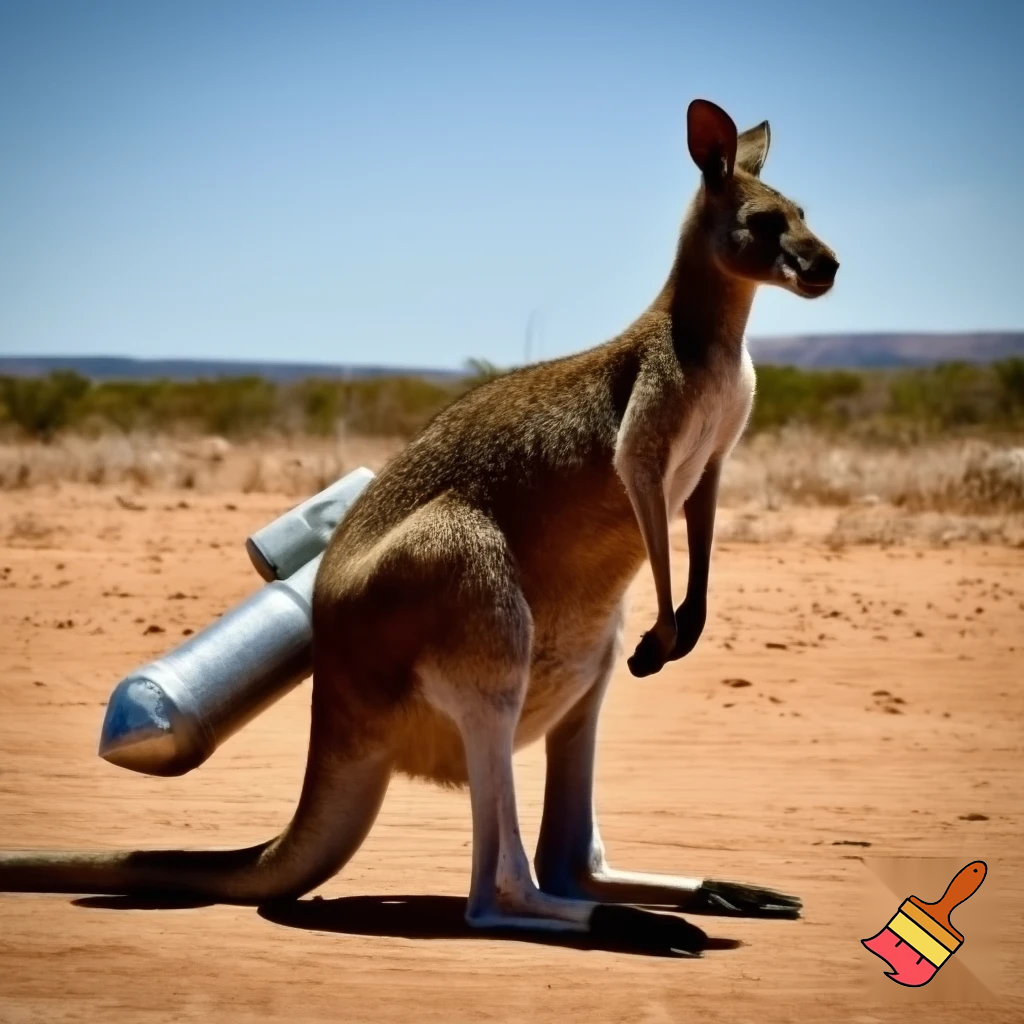 Kangaroo with a rocket 
For  a tail  