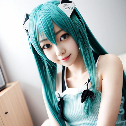Miku old ai sits