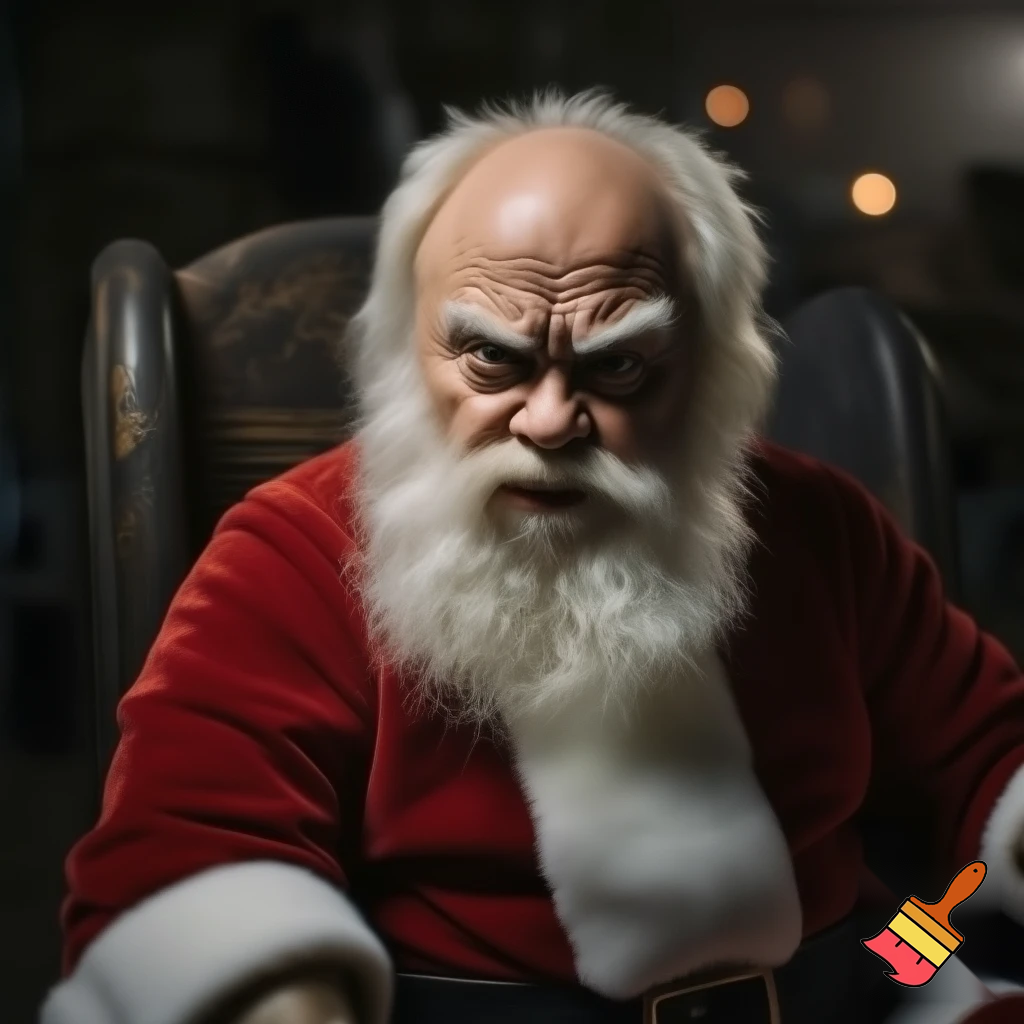 Santa Claus, a chair angry Santa of the angry Santa Claus