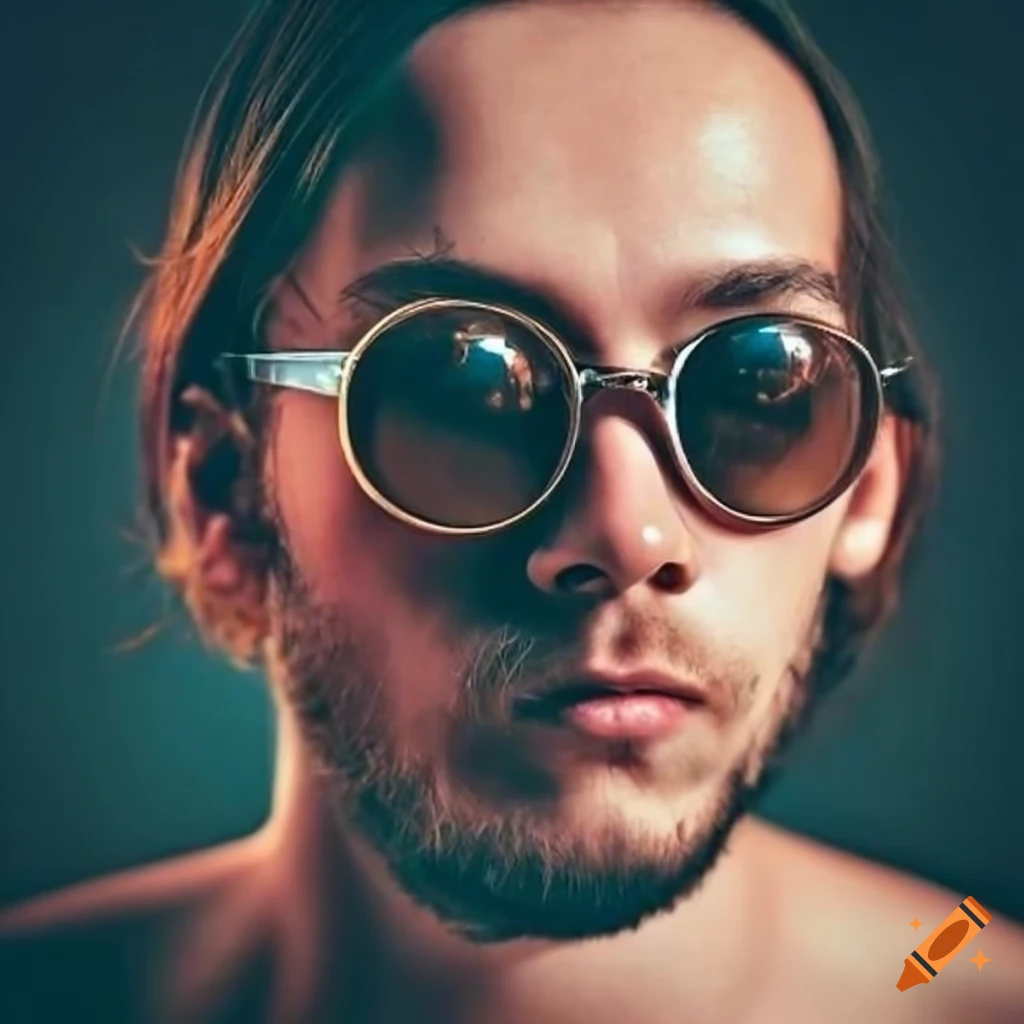 long-haired man in round sunglasses