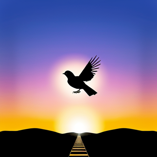 Silhouette ouvrant un écran comme une fenêtre sur un paysage lumineux. Icône symbolique de liberté ou d’émancipation (oiseau, lumière, chemin ouvert).