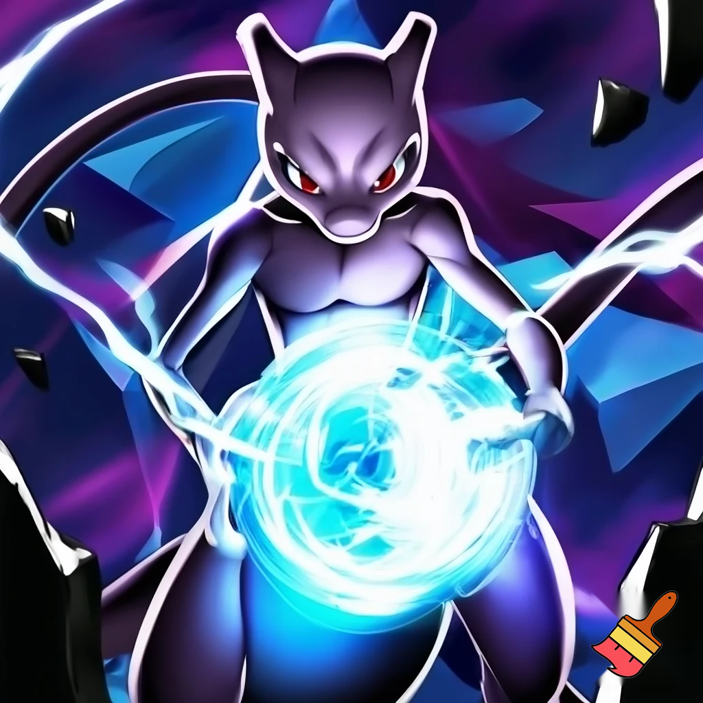 Mewto qui fait un boule d’énergie 