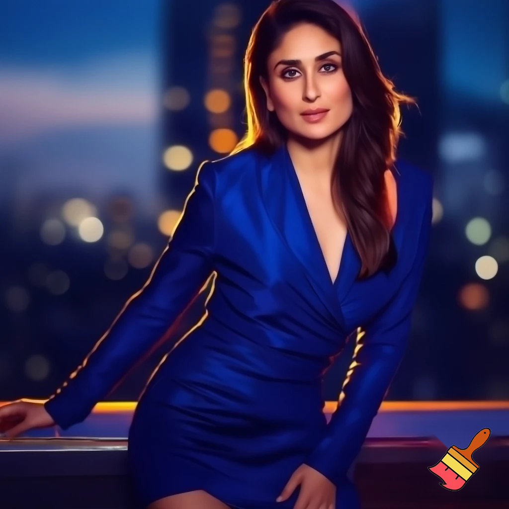 Kareena Kapoor in a short blue dress