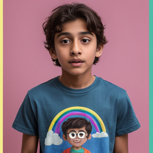 a nervous short 14 brown boy with rainbow clothing who is a human
