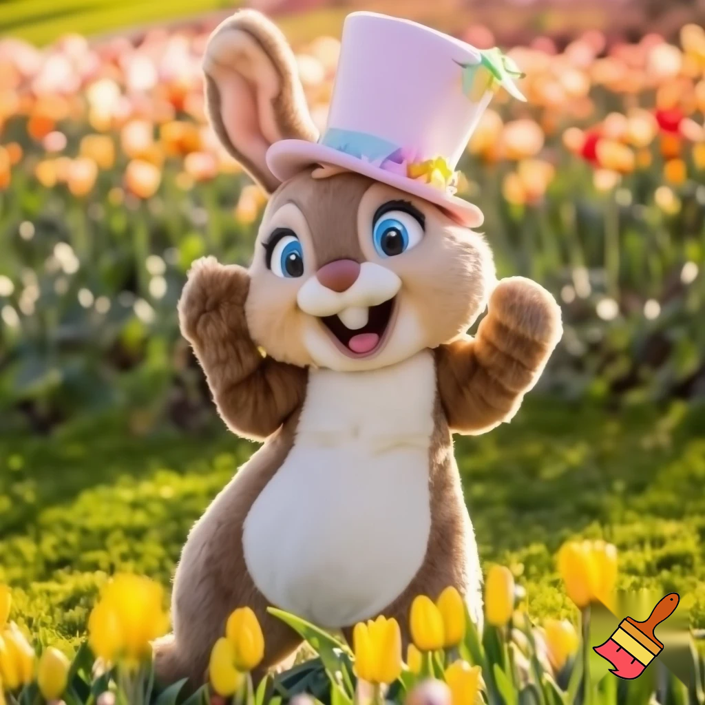 Easter bunny mascot from Disneyland costume top hat