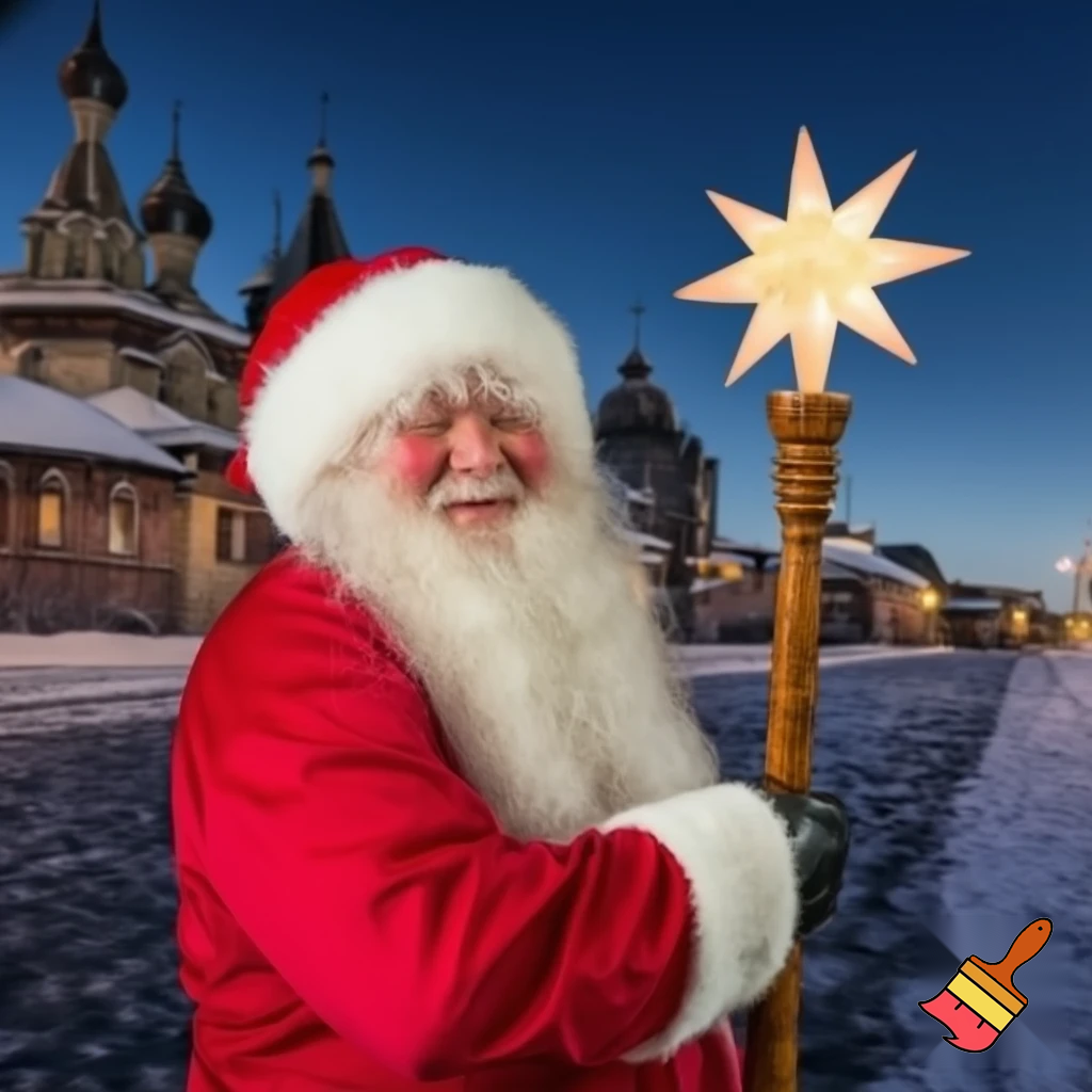  Santa Claus, Russia walking stick with a star