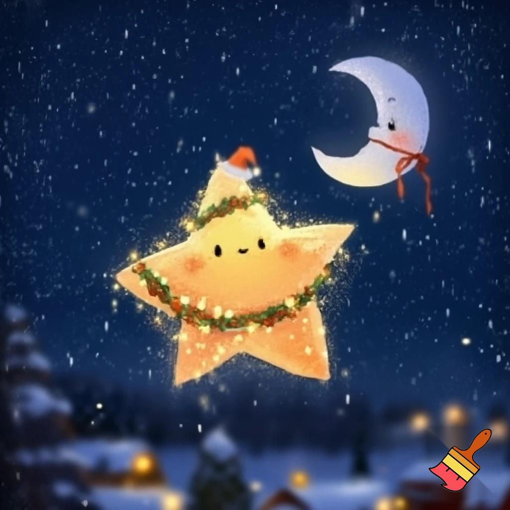 Star and the moon christmas cartoon