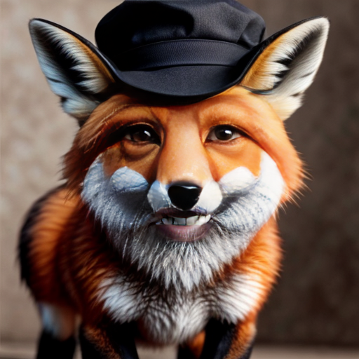 a cute fox with an hat and a flower