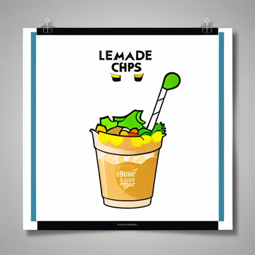 create a poster for food stall chips-salad , lemonade