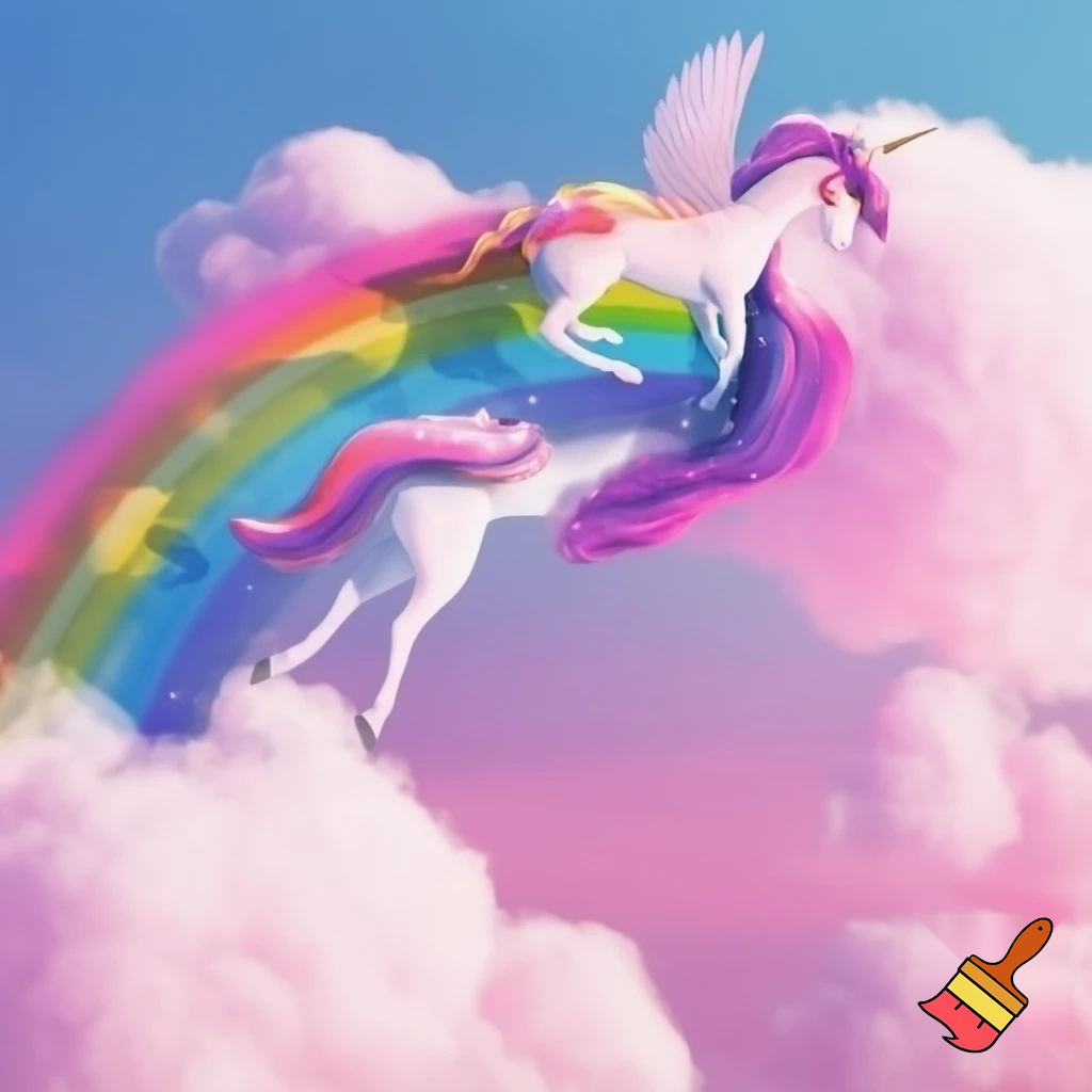 Let the unicorn fly over the rainbow; the weather is pink, and the clouds are made of cotton candy.
