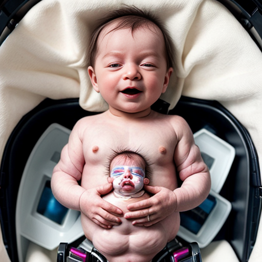 Babies in pod incubator nursery with large robotic arms on thier chests for heartbeats 