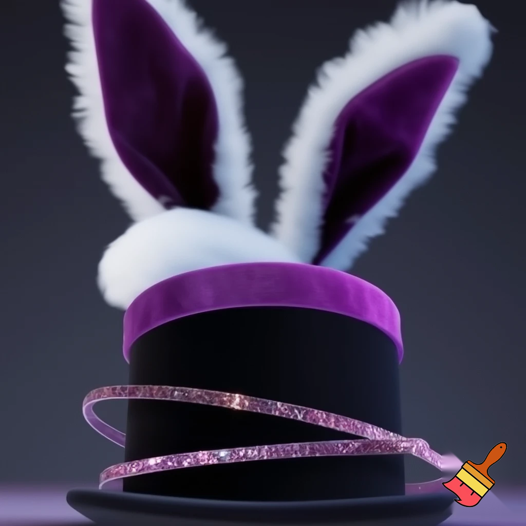 Black top hat with bunny ears velvet white and purple purple and white headband fabric and velvet glitter, purple and pink special present true special and delicate velvet white purple Easter bunny is bunny top hat velvet?