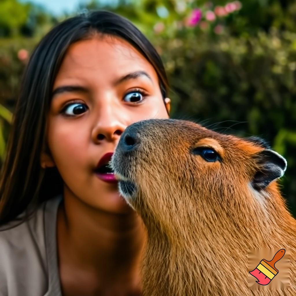 a woman opened her jaw when she see a capybara she cryed


