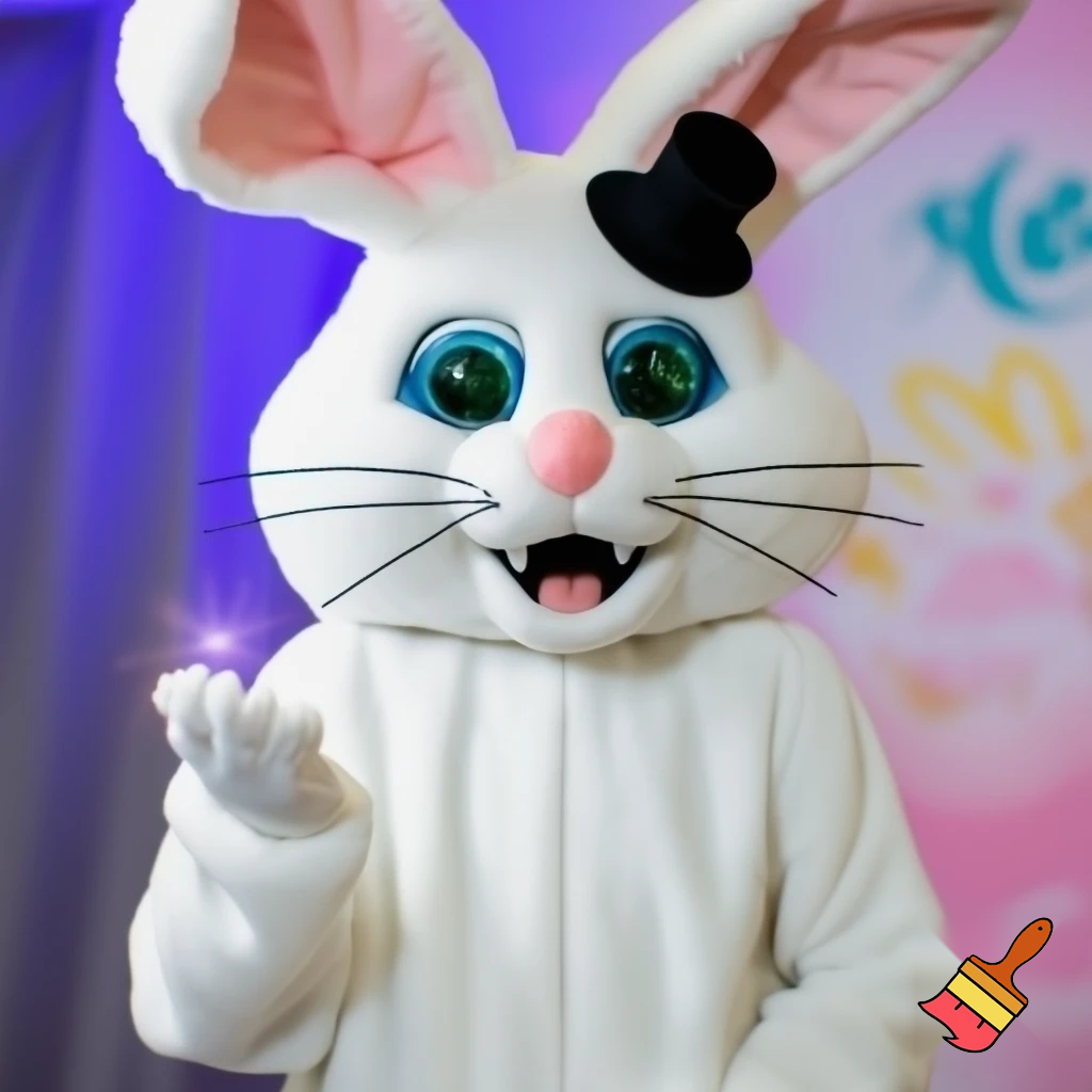 Easter bunny mascot costume top hat, whiskers magic