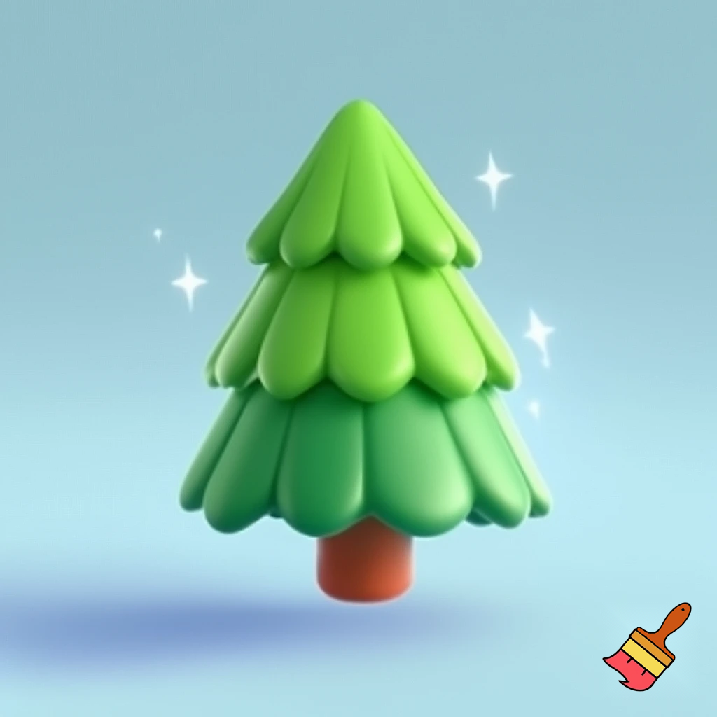 icon of fir tree in cartoon style