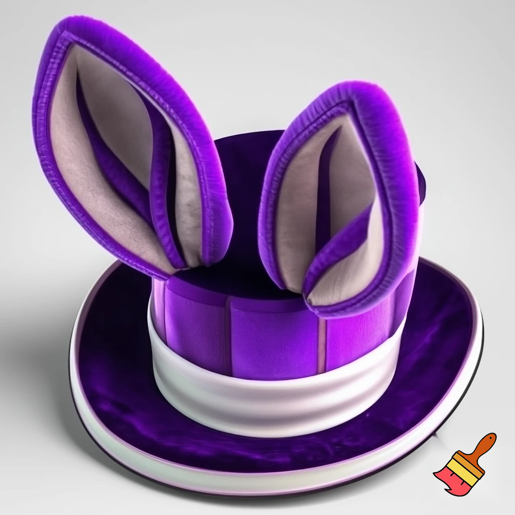 Easter top hat with headband, Easter bunny ears, purple and white velvet and fabric purple and white
