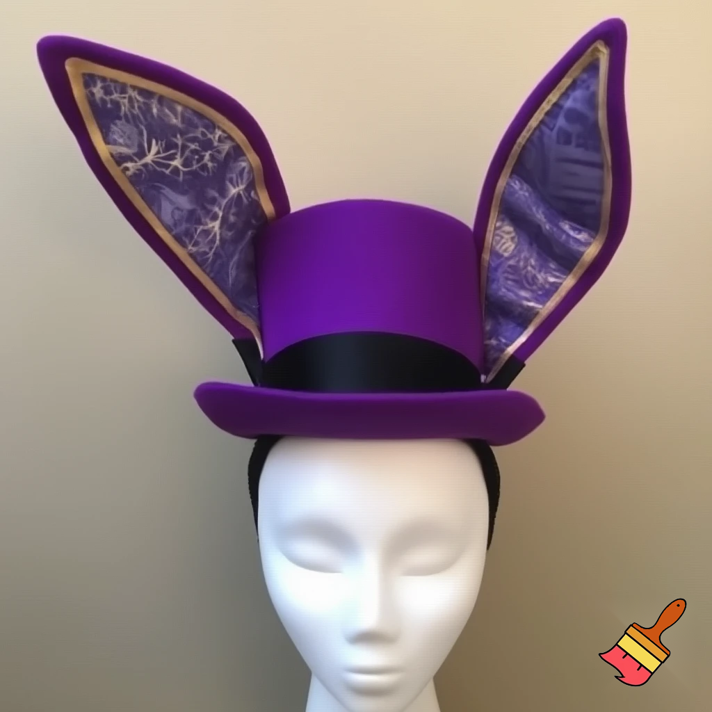 Easter bunny top hat, Easter balcony headband, purple and gold headband top hat rabbit, ear rabbit, ear headband, top hat
