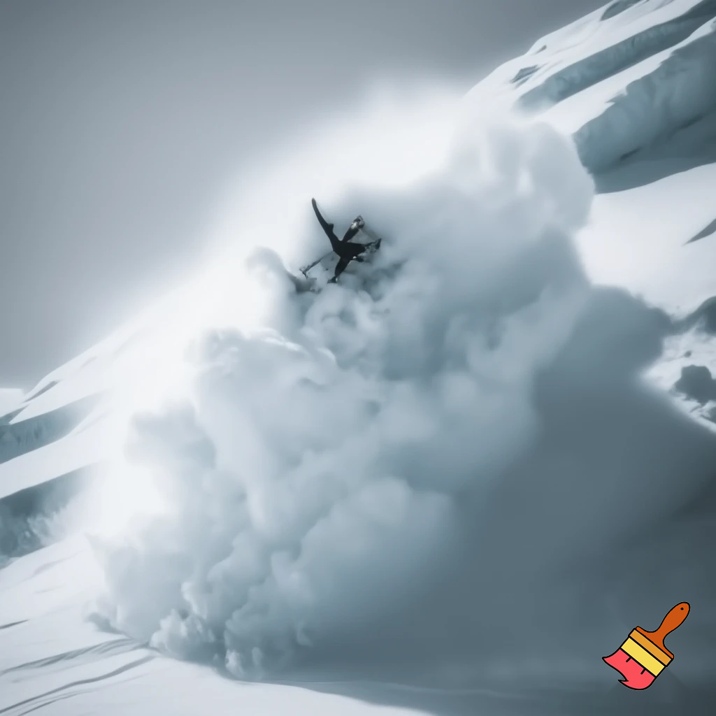 snowboarder in an avalanche
