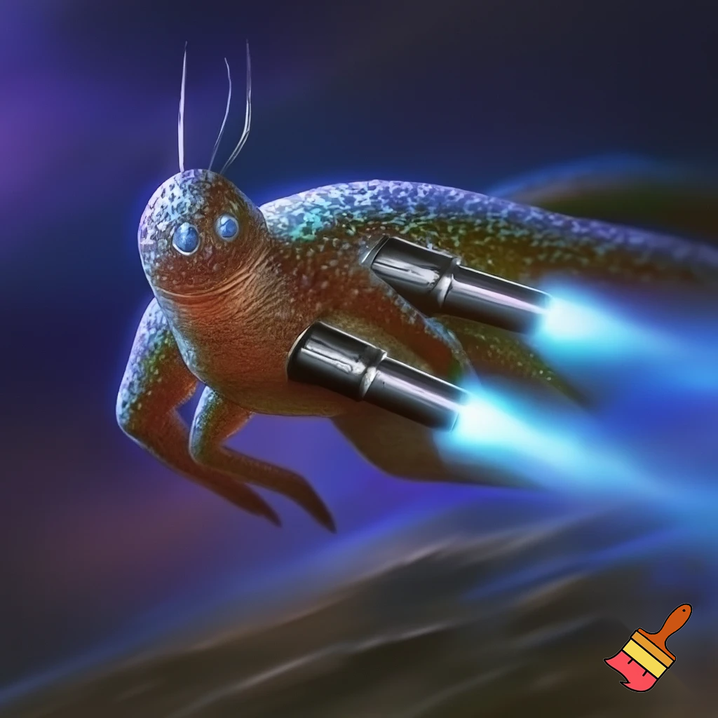 A animal that has 2 eyes, scales, antennae and turbo jets
