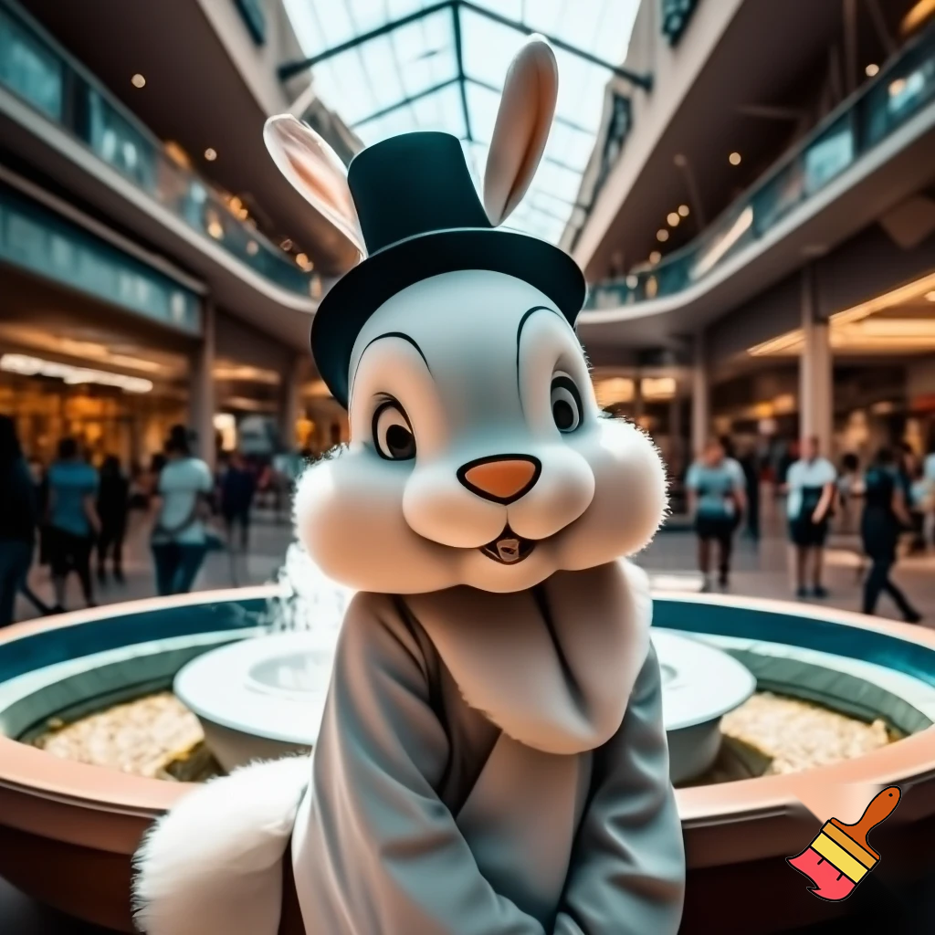  Easter bunny mascot costume top hat special land special in delicate shopping Centre Fountain Gate a colour face