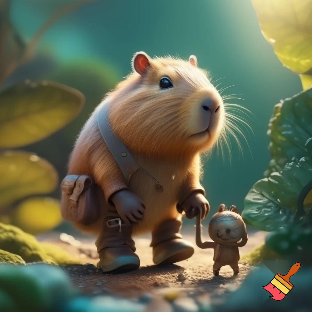 a capybara wearing boots sneak mini pekka somewhere
