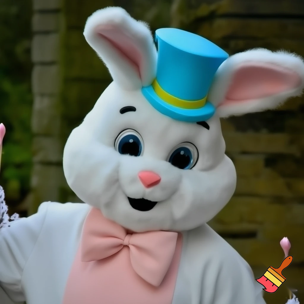 Easter bunny mascot costume top hat Easter only sells house