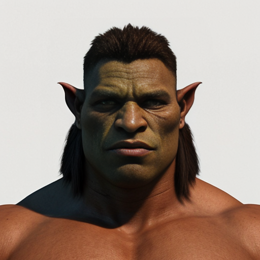 Buff young Man, about 21, turning into a modern day orc