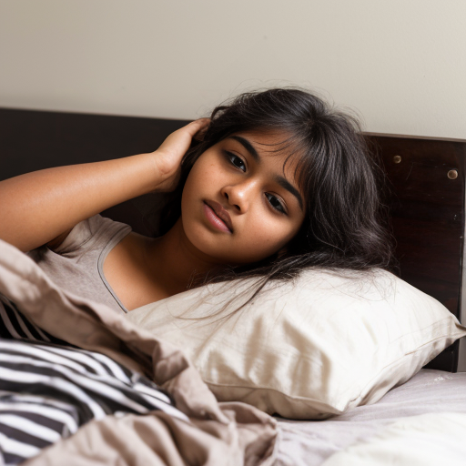 A brown girl waking up
