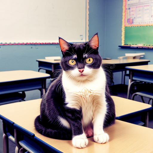 cat sitting in a classroom
