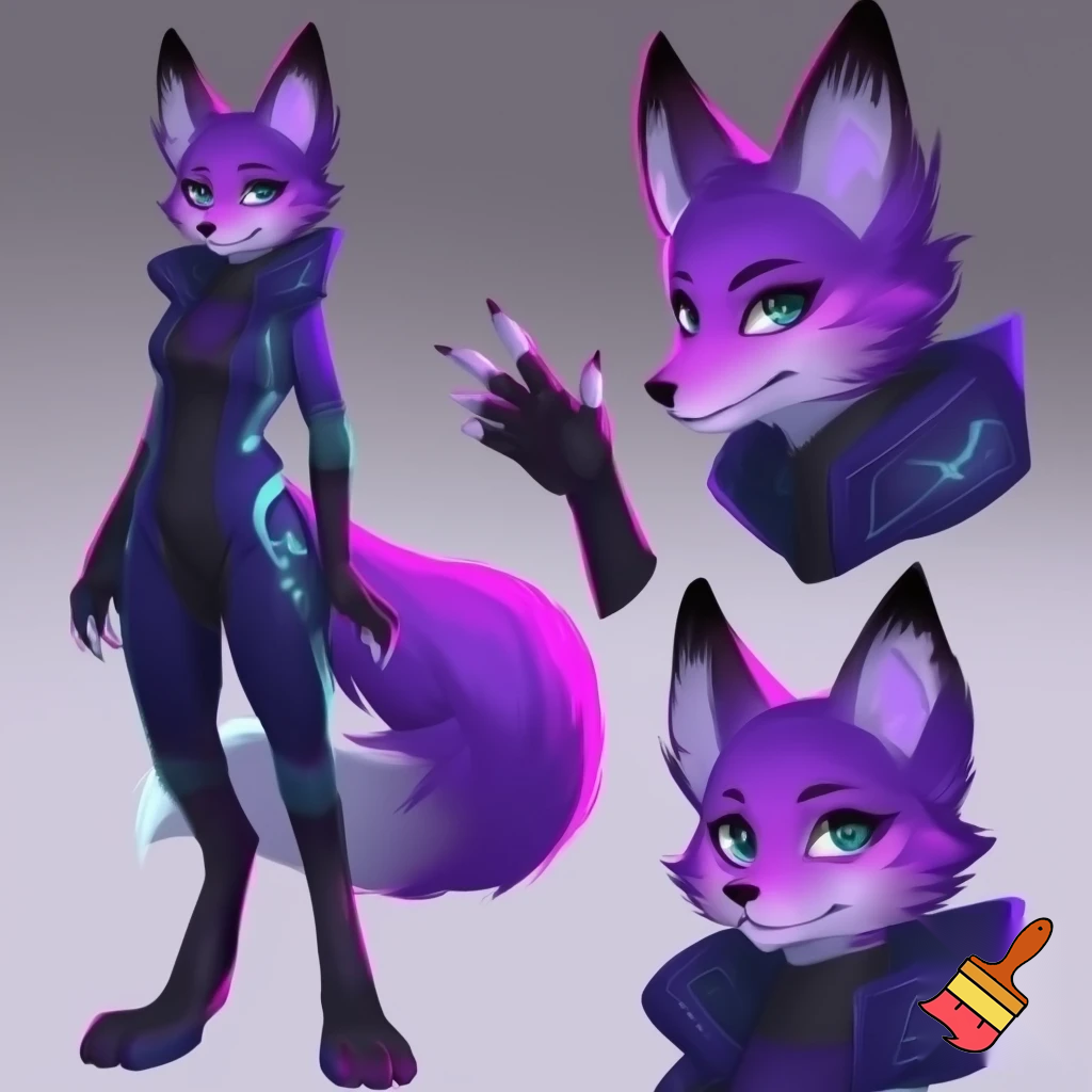 A ref sheet oc purple fox furry girl