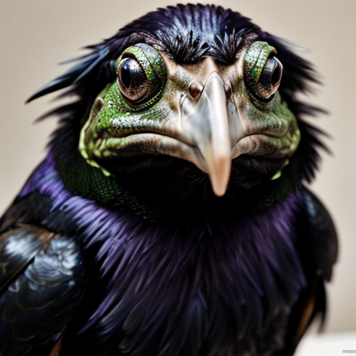 raven with a frog head