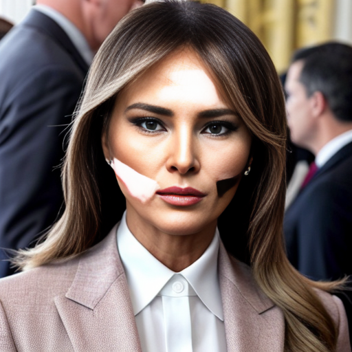 Melania trump detailed face in stylish open suit