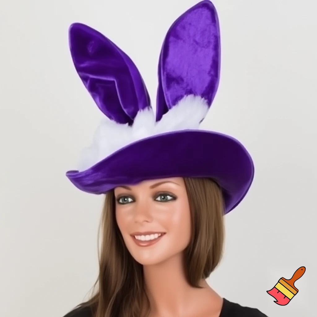 Easter bunny headband, top hat, Easter hat headband, top hat, purple and white, purple and white velvet top hat