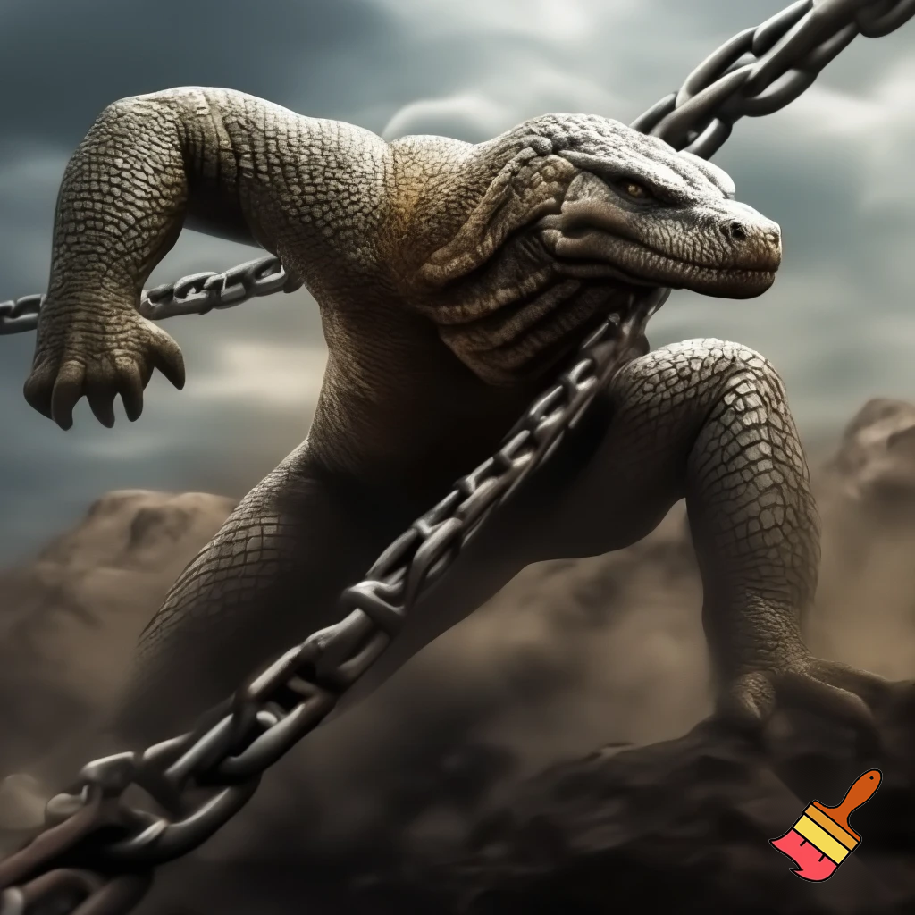 Half komodo half white swinging steel