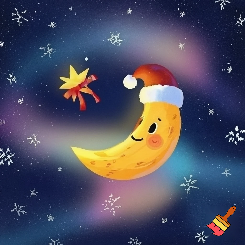 Star and moon christmas cartoon
